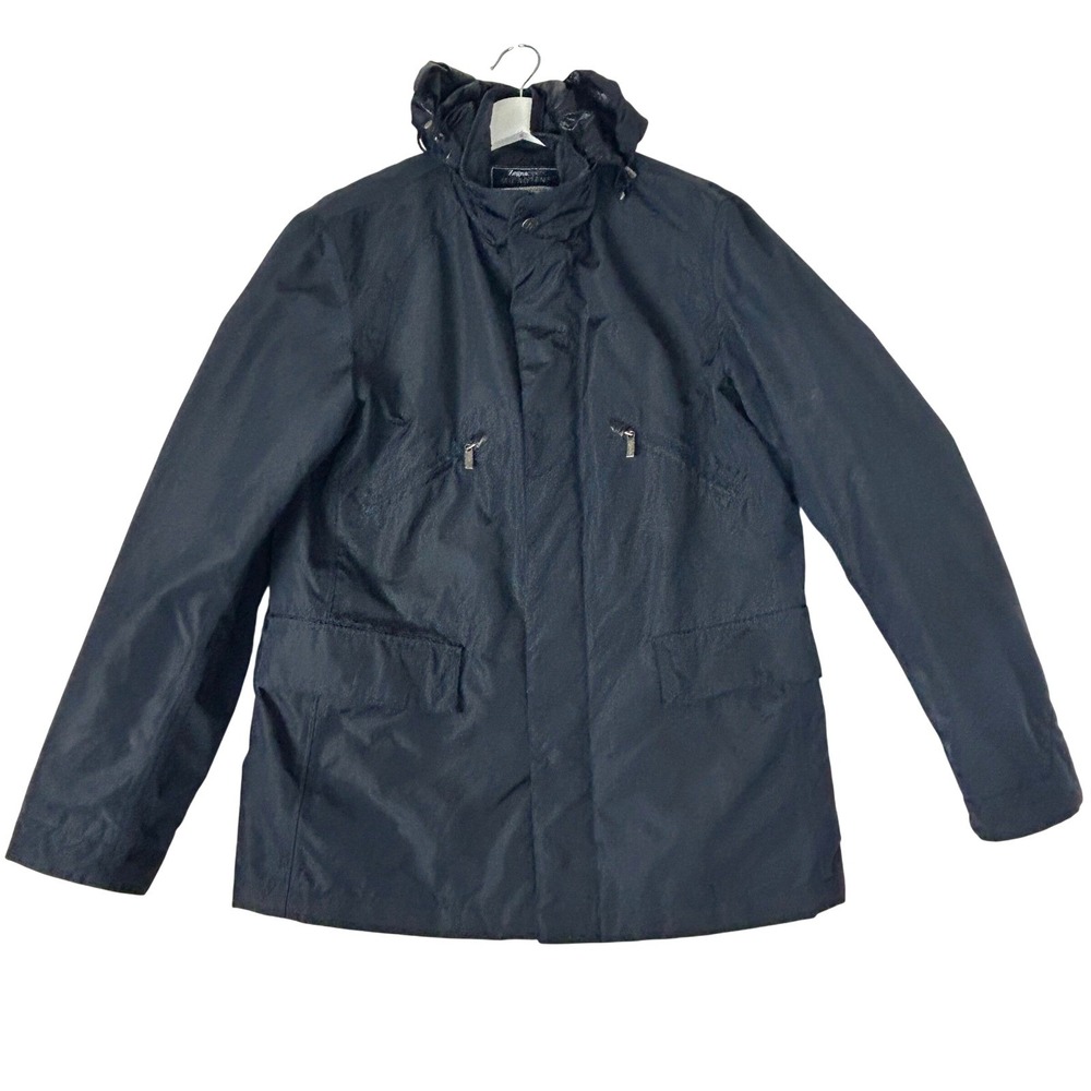 ZegnaSport Technical Jacket Hooded Water Resistant Windproof Blue Mens Medium